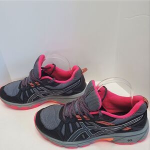 Asics Gel-Venture 7 Trail Womens             Size 9.5 Gray/Pink/Orange Sneakers